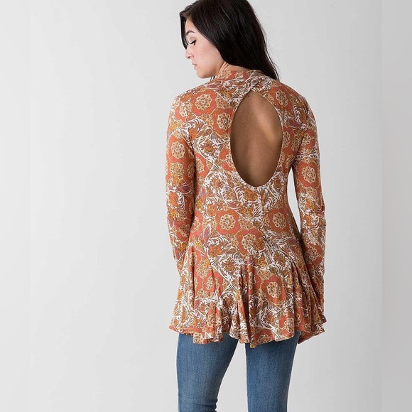 Free People Annabelle Mock Neck Tunic/Dress Mauve Combo Size Small - Picture 5 of 11